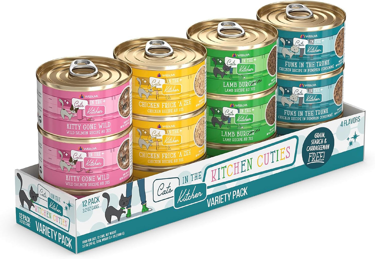 Cats in the Kitchen, Kitchen Cuties Variety Pack, Wet Cat Food, 3.2oz Can (Pack of 12)
