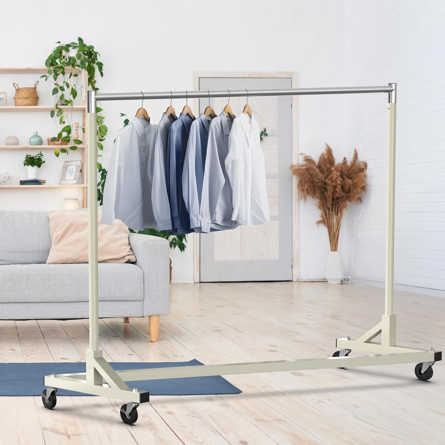 Industrial Grade Z-Base Garment Rack, 63" W/500Lb, Gray
