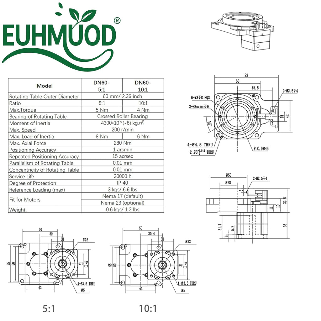 60mm Hollow Rotary Actuator Rotating Platform