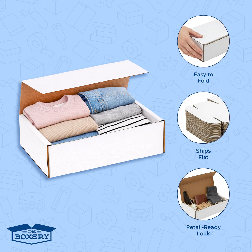 Corrugated Mailers White Tuck Shipping Boxes (8x5x2)