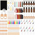 122 Pcs Laser Engraving Blanks, Keychain Bulk Material Accessories | Wood, Stainless Steel, Acrylic, PU Leather