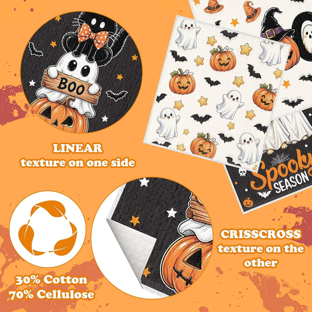 Halloween Swedish Dishcloths for Kitchen 6 Pack