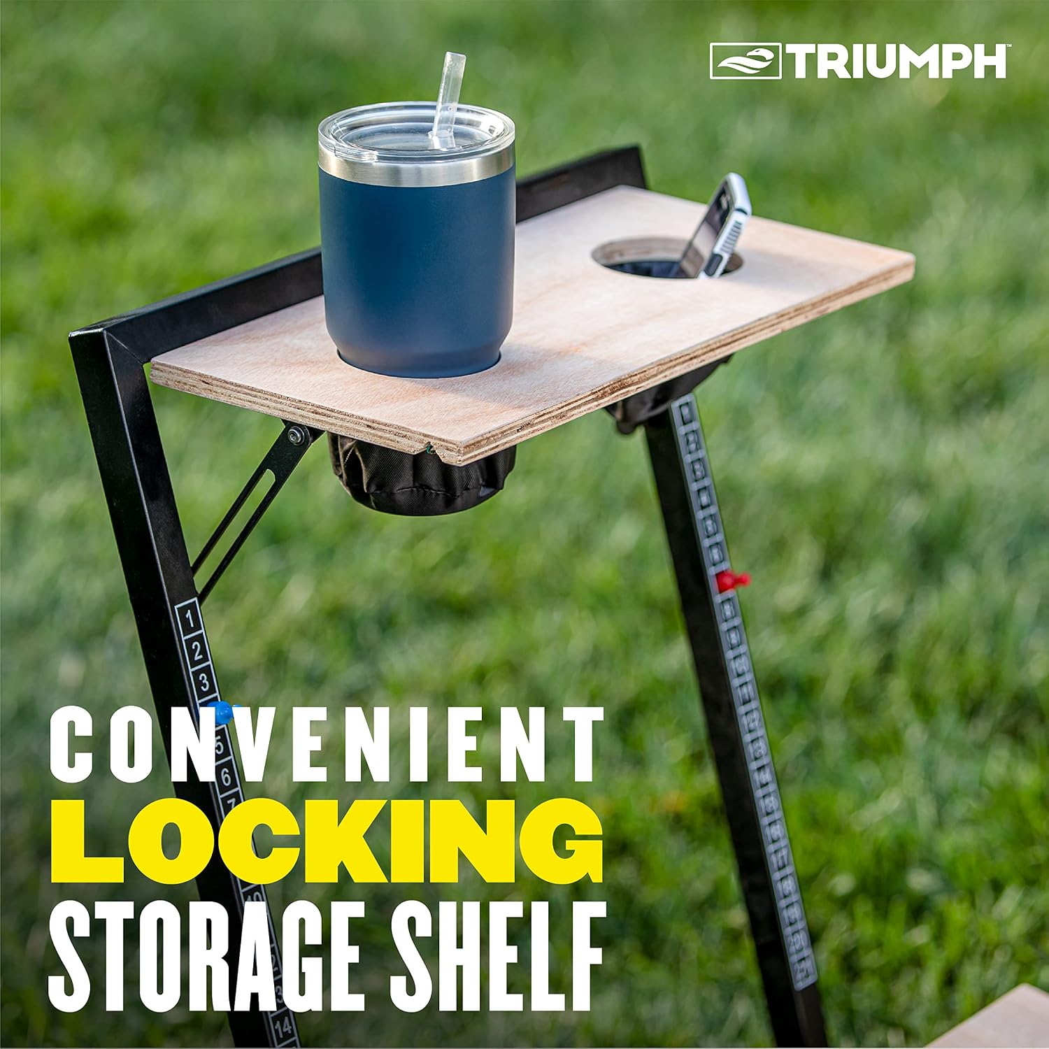 Triumph 2x4 Cornhole Set with Integrated Caddy and LED Lights – Full-Size Cornhole Boards with Cup Holders, Snack