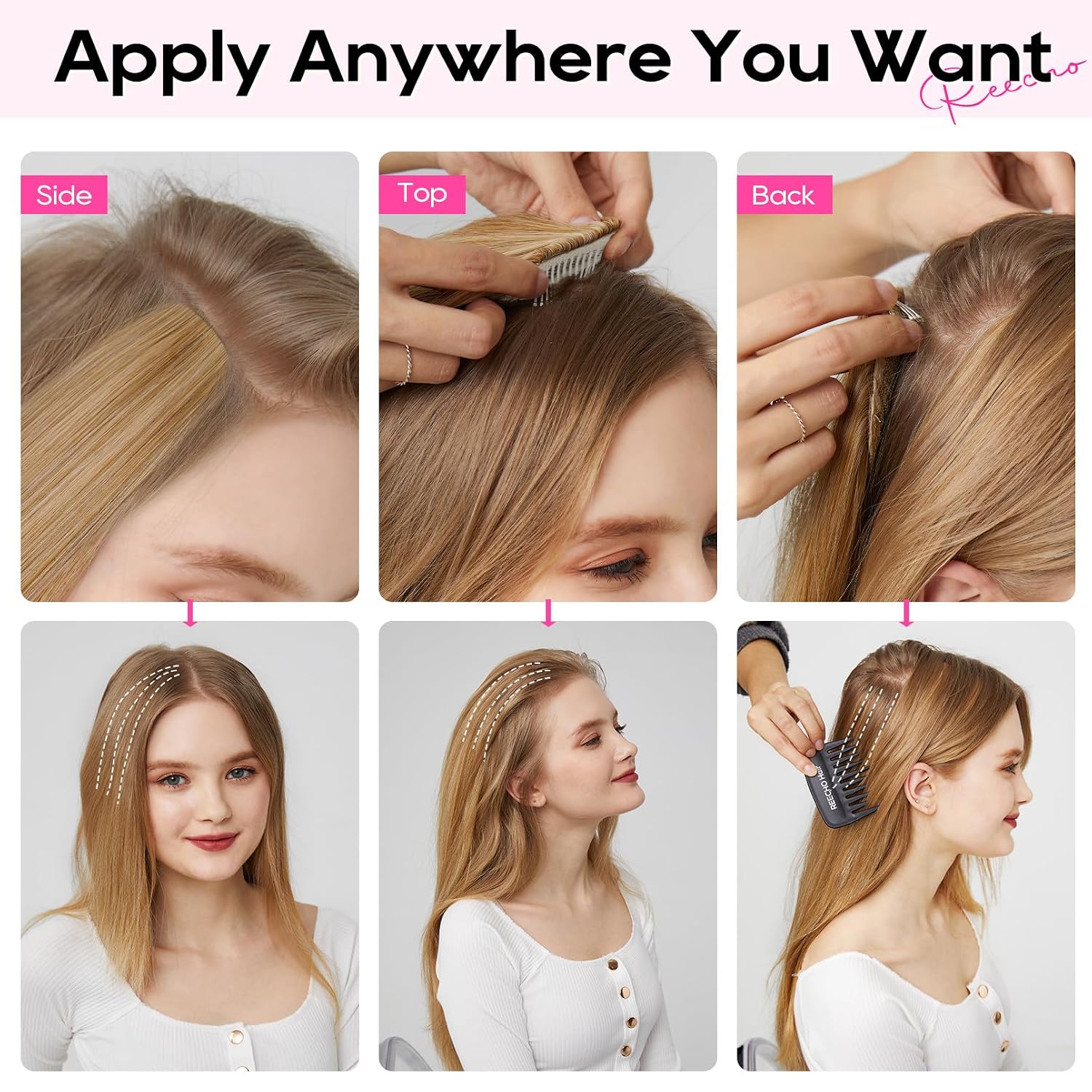 Clip in Hair Volumizer, Short Thick Clip in Hairpieces Adding Extra Hair Volume Extensions for Women with Thin Fine