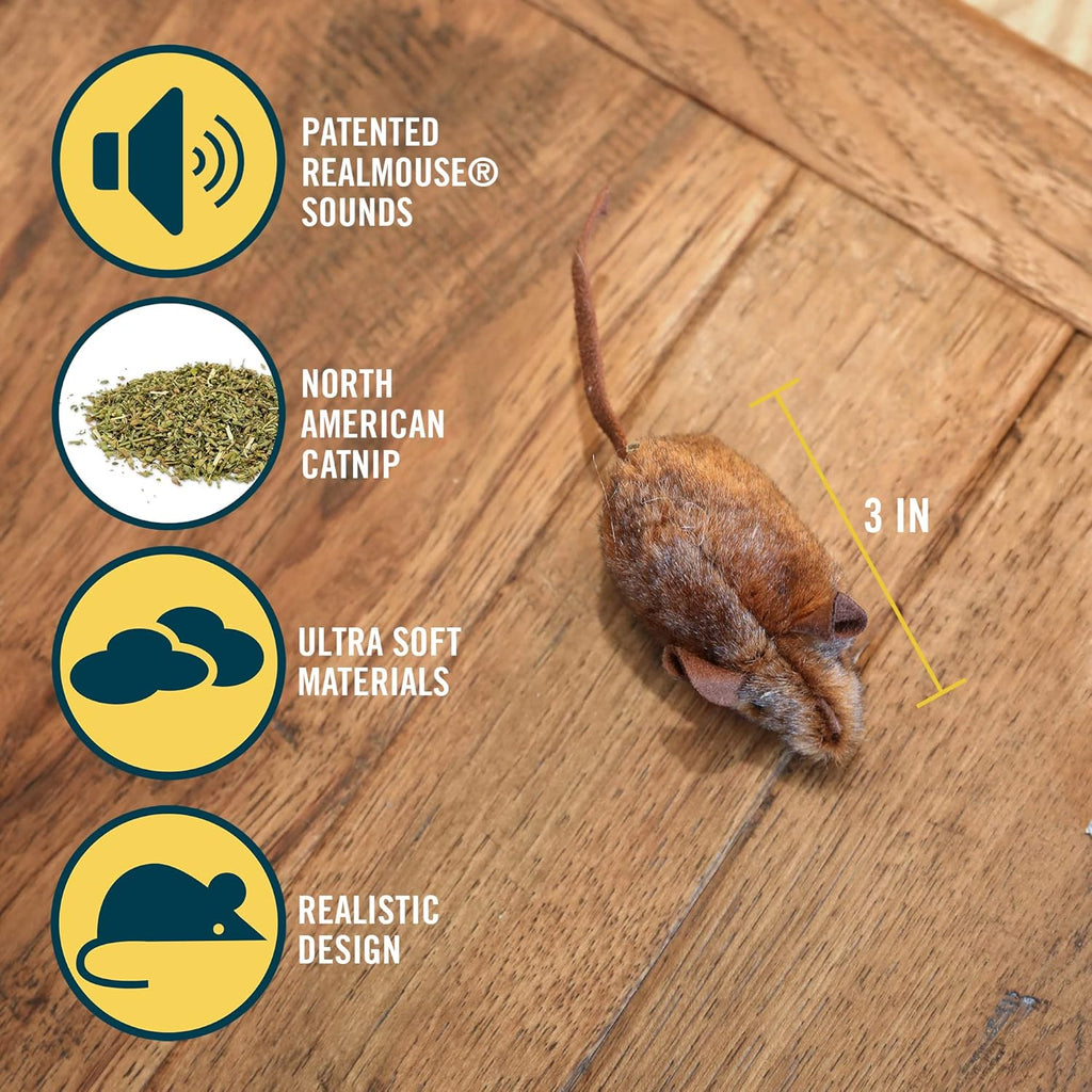 OurPets Play-N-Squeak Mouse Hunter Cat Toys (Interactive Cat Toy & Catnip Toy with Real Mouse Electronic Sound)