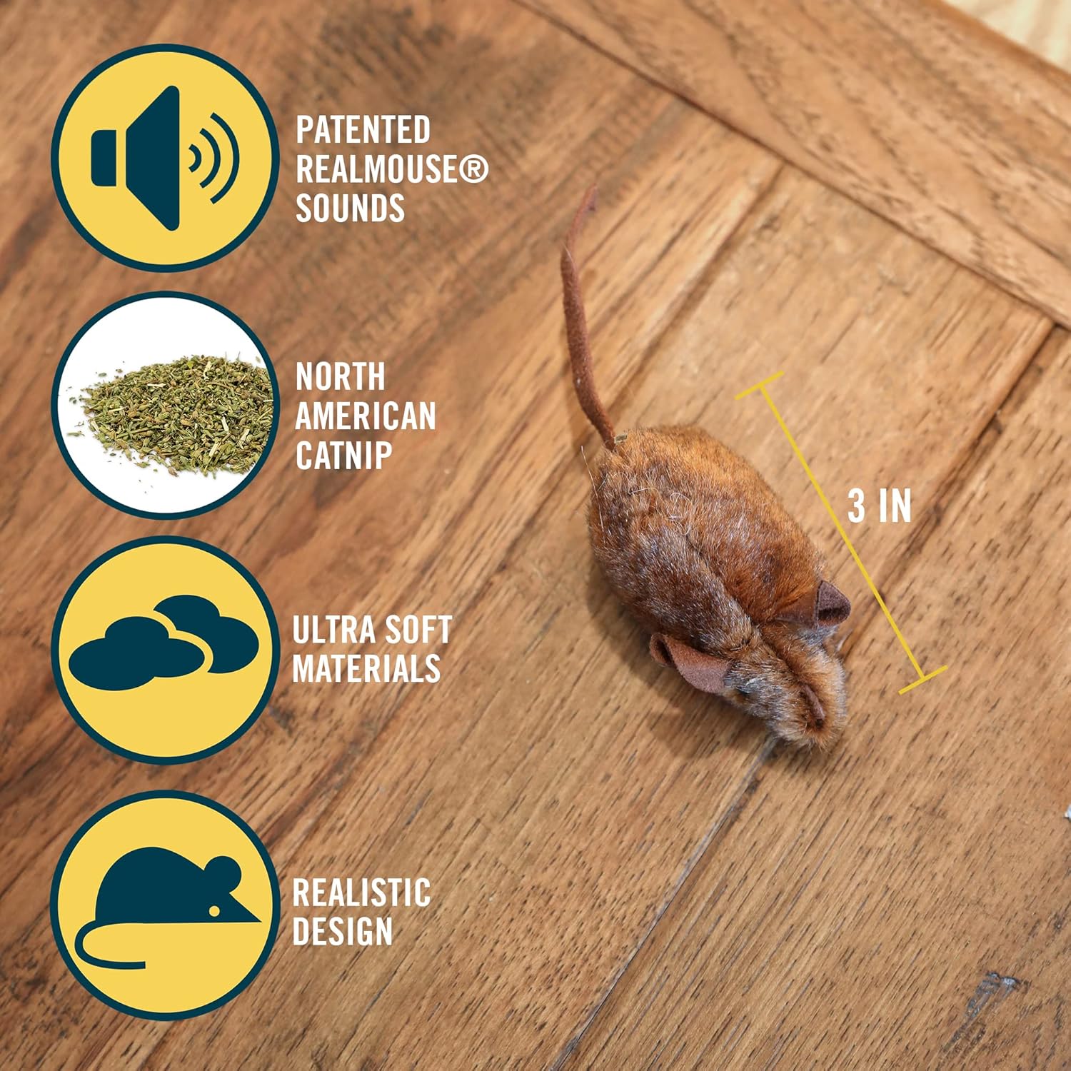 OurPets Play-N-Squeak Mouse Hunter Cat Toys (Interactive Cat Toy & Catnip Toy with Real Mouse Electronic Sound)