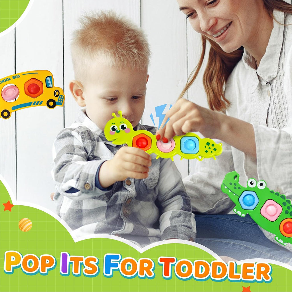 3PC Fidget Popper Sensory Toys Airplane Travel Activities for Toddlers Goodie Bags Pop It Fidget Toys for 12+ Month