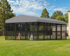 10X16X6.4 FT Outdoor Dog Kennel, 2 Doors, Waterproof Roof
