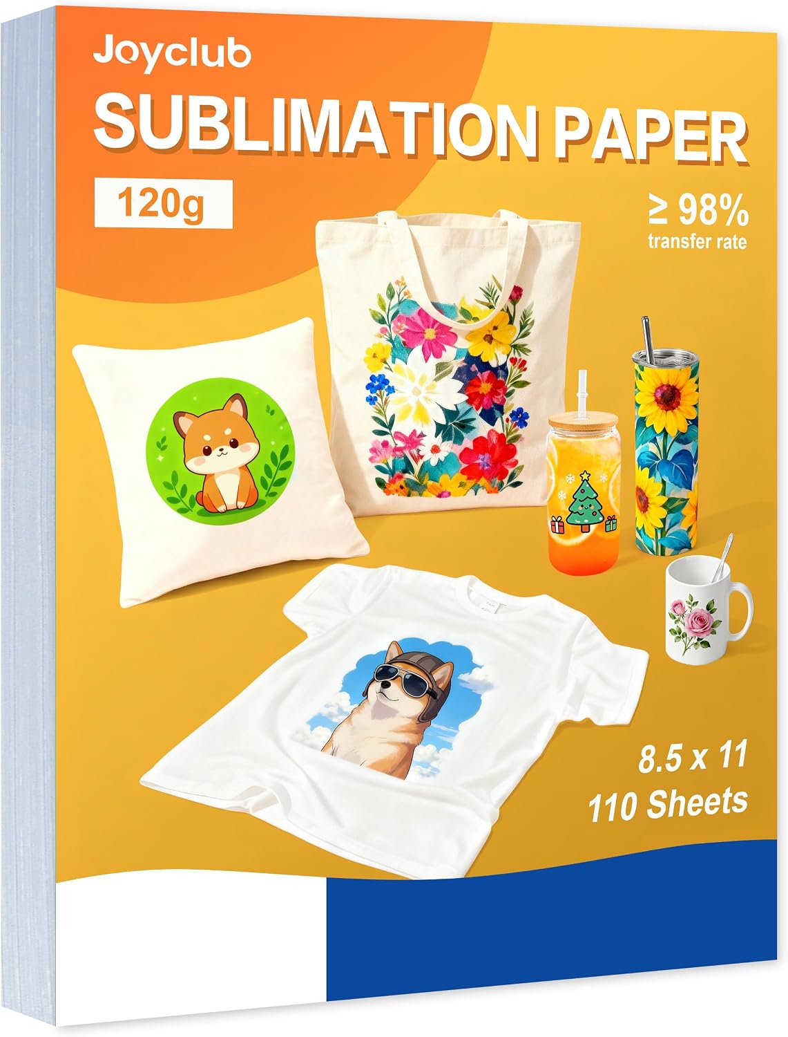Sublimation Paper 8.5x11 Inch 110 Sheets, Fast Dry, High Transfer Rate, Compatible with Sublimation Printers and