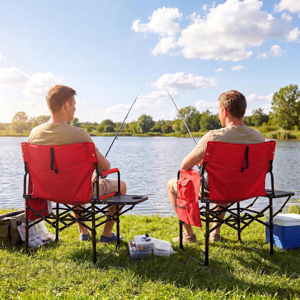 2Pack Director Chairs for Outdoor, Folding Camping Chair, Compact Directors Chair Side Table and Side Bag, Heavy Duty