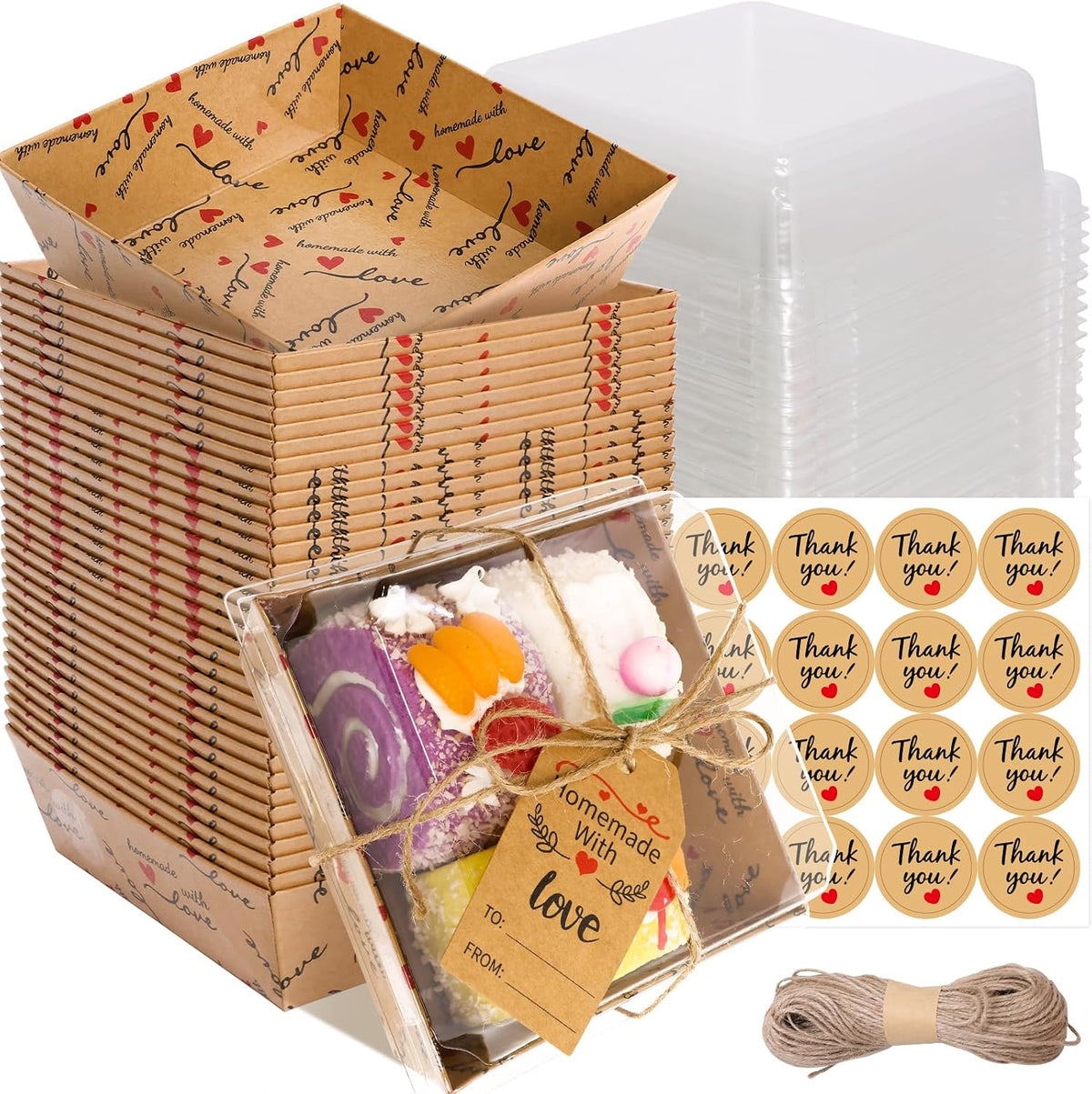 Charcuterie Boxes with Clear Lids Kraft Food Containers 50 Pcs