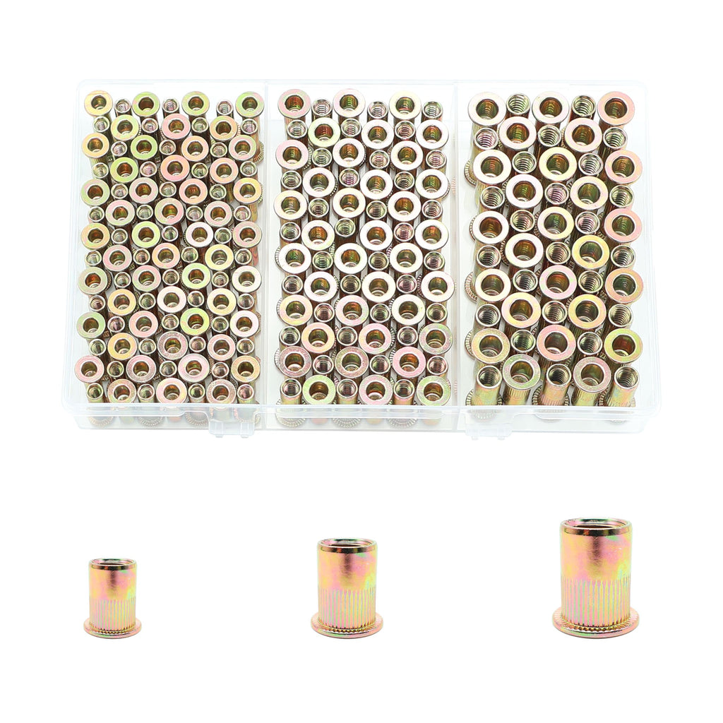 220Pcs M3 M4 M5 Rivet Nut Kit, Metric Rivnut Kit,Threaded Inserts for Metal