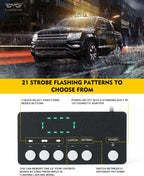 White Amber LED Rooftop Emergency Strobe Light Bar with Controller | Magnetic Mount Roof Top Warning Beacon Caution