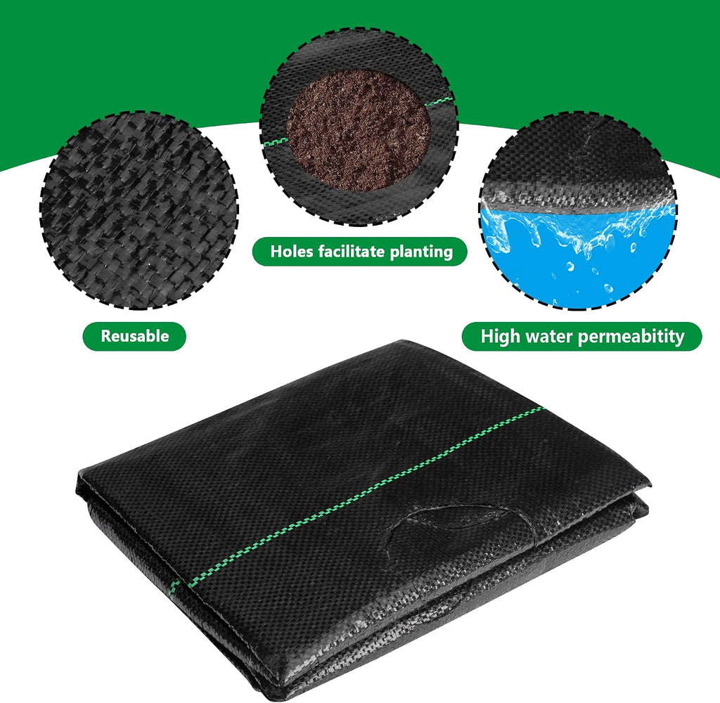 26 x 6.5 Ft Garden Weed Barrier Landscape Fabric with Planting Holes- Heavy-Duty Garden Weed Control Barrier- Weed