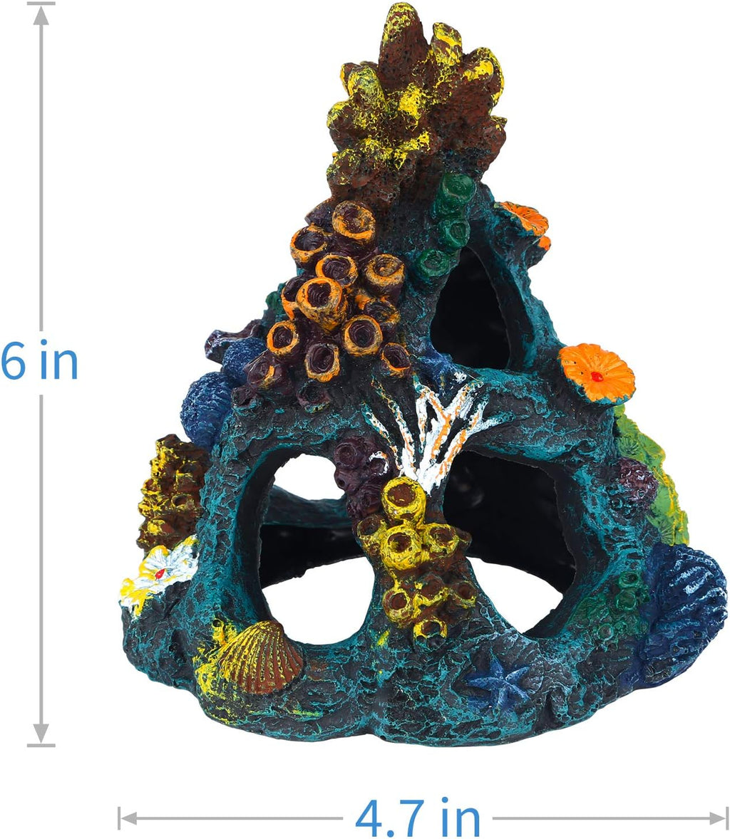 Aquarium Decorations Resin Coral Rock Mountain Cave Fish Tank Decor Ornaments Fish House for Betta Rest Hide Play Breed