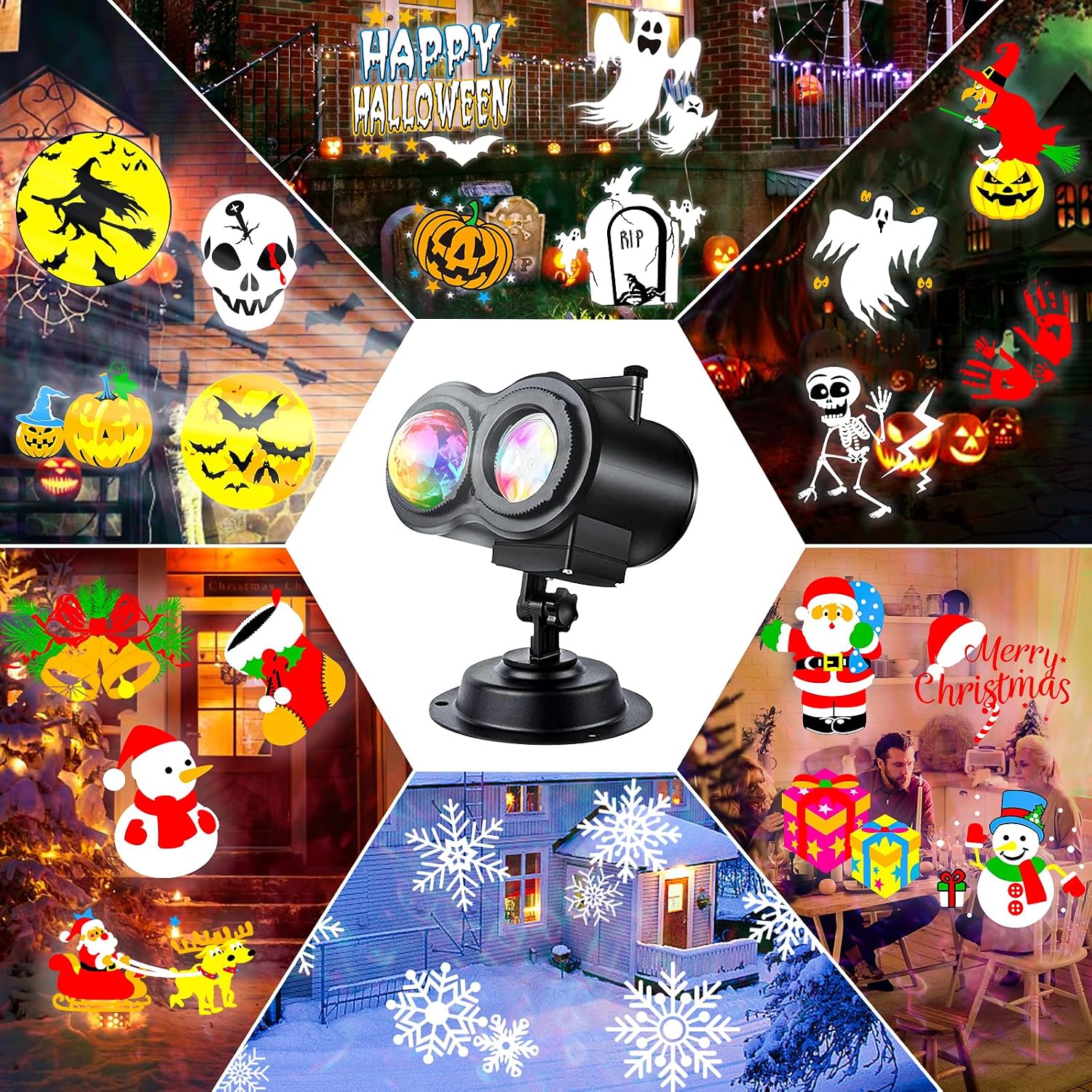 Halloween Projector Lights Outdoor, Snowflake Christmas Projector Lights | LED Holiday Projector Lights Waterproof