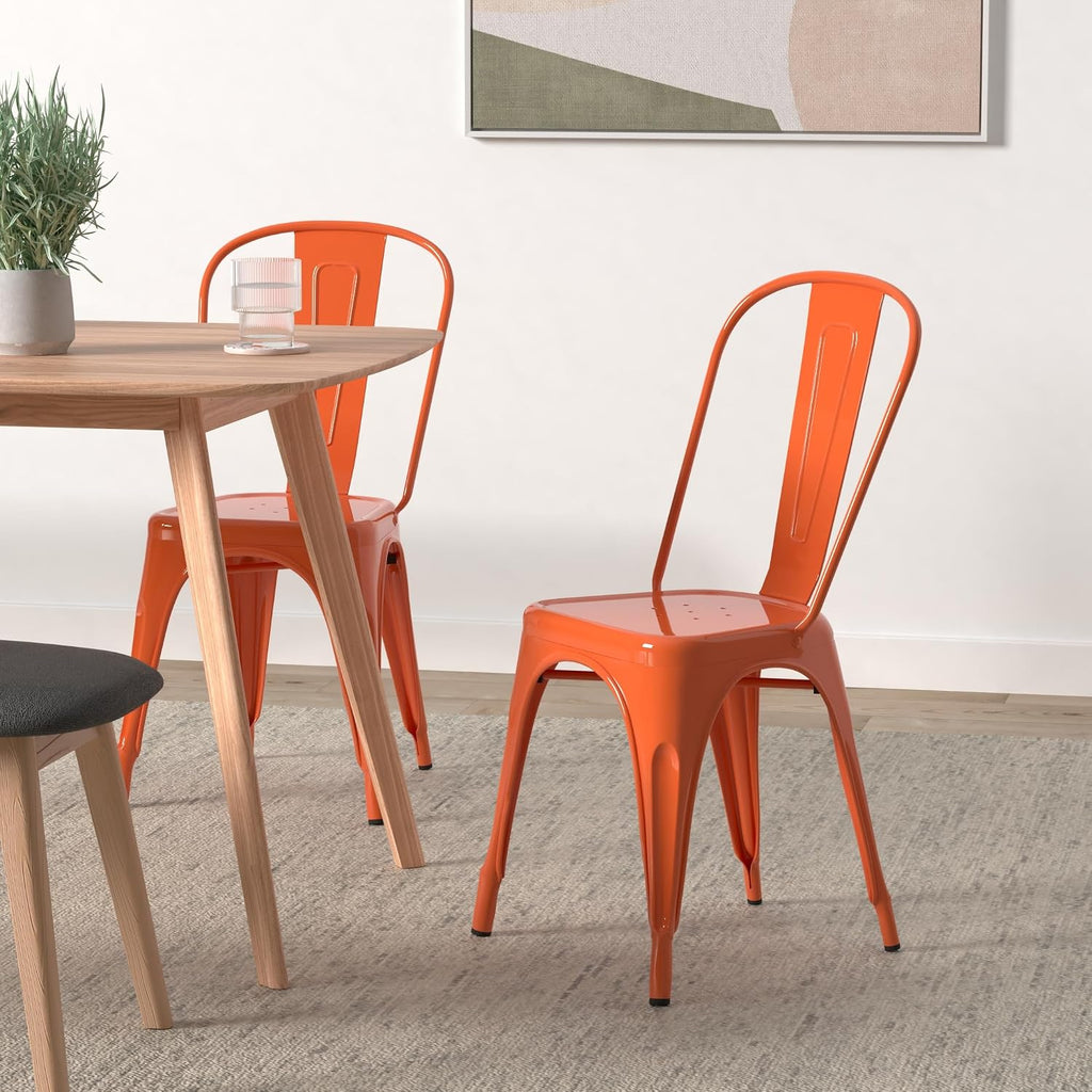 Metal Dining Chair Farmhouse Tolix Style for Kitchen Dining Room Café Restaurant Bistro Patio, 18 Inch, Stackable