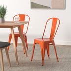 Metal Dining Chair Farmhouse Tolix Style for Kitchen Dining Room Café Restaurant Bistro Patio, 18 Inch, Stackable