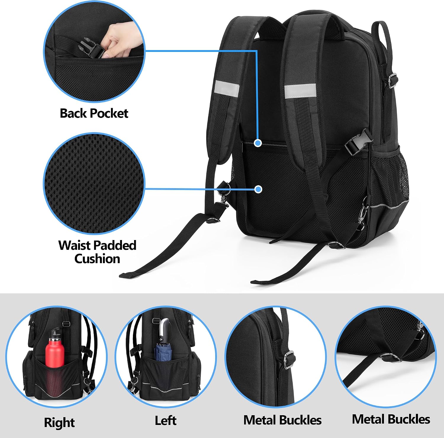 Wheelchair Backpack, Wheelchair Bag for Back of Chair, Wheel Chair Basket to Hang on Back with Thermal Insulation