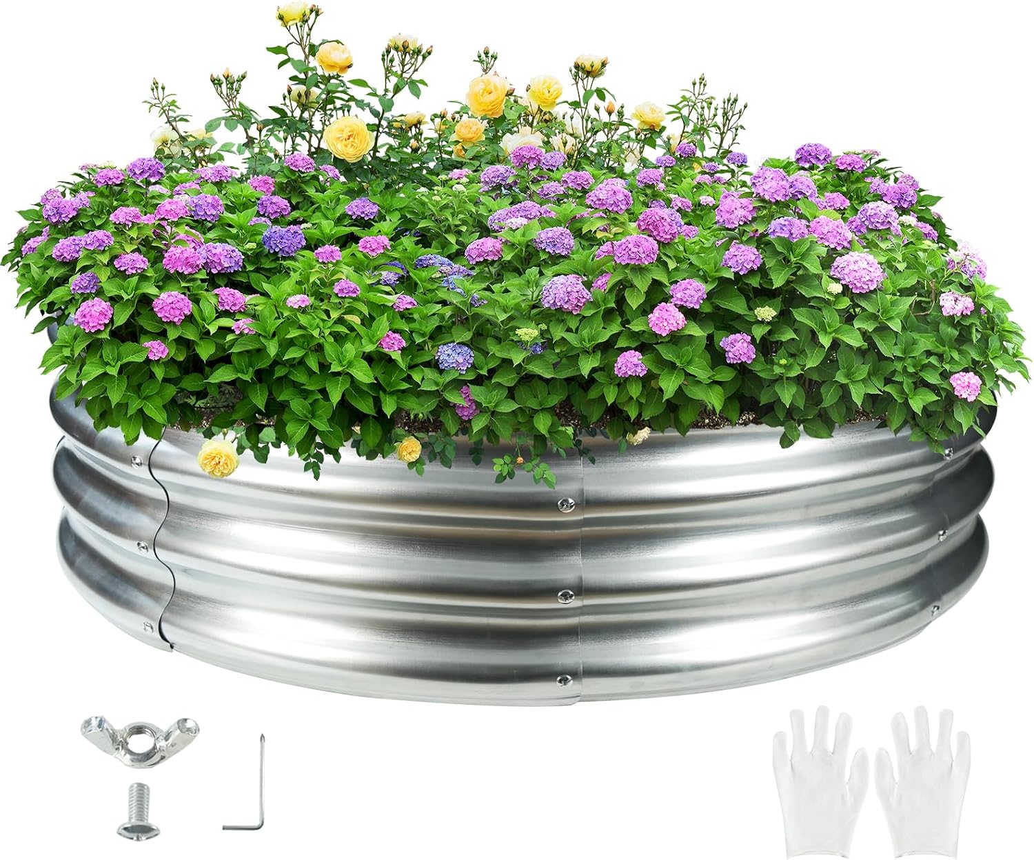48" Round Galvanized Steel Fire Ring Pit/Raised Garden Bed Kit
