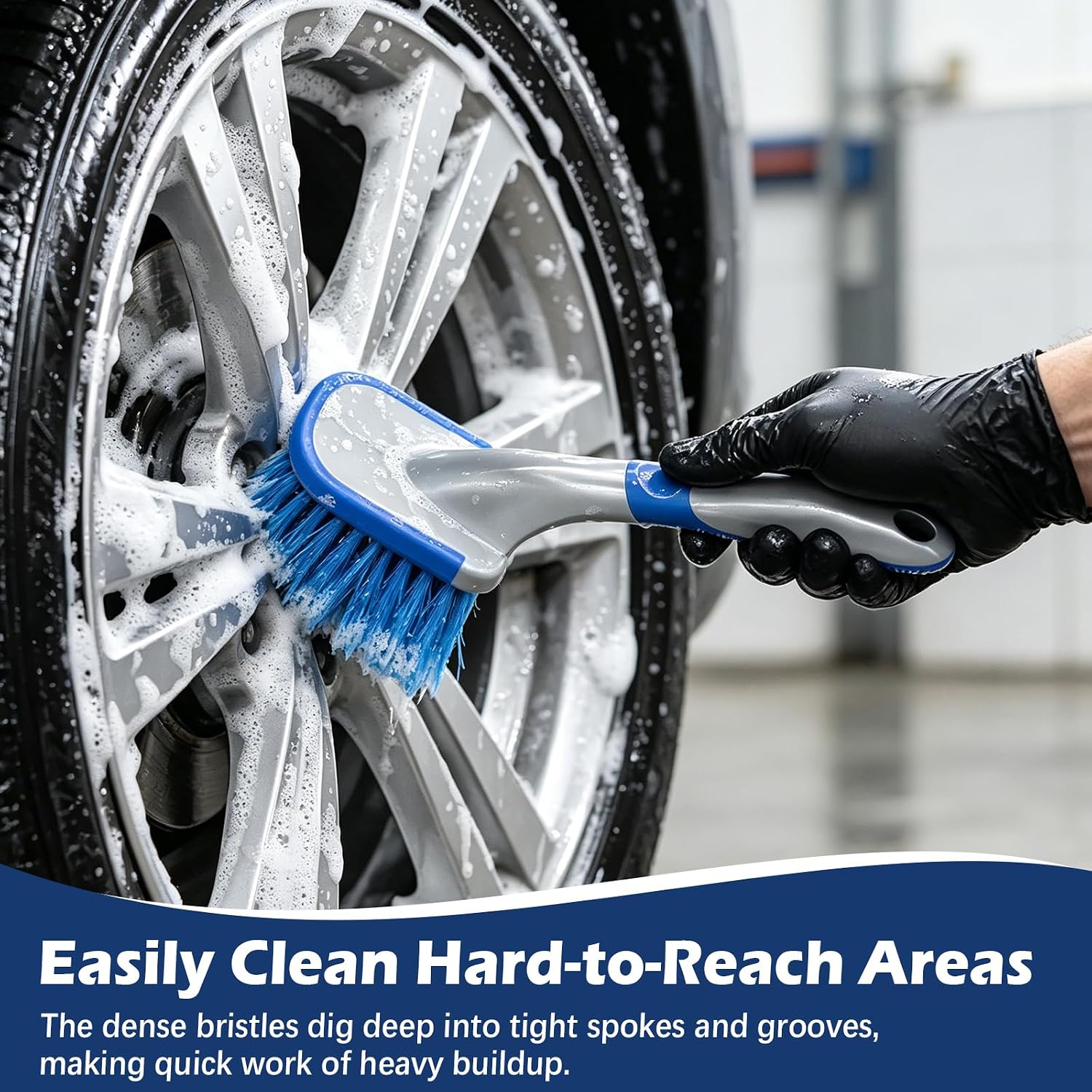 Car Wash Brush 10 Inch, Car Tire & Wheel Brush for Cleaning Wheels & Rim | Soft Bristle Car Wheel Cleaner Brush, Car