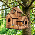 Bird Houses for Outside, Outdoor 3-Hole Large Birdhouse Bird Feeder for Bluebirds, Finches, Cardinals and Yellow