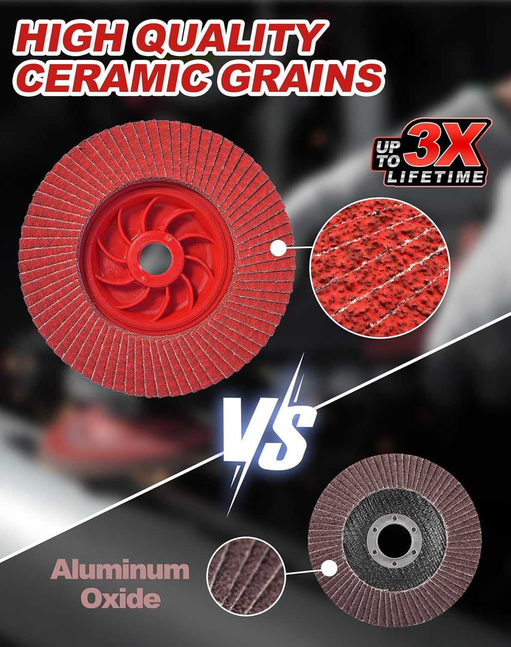 Ceramic Flap Discs 40 Grit, 4-1/2 x 7/8-Inch, Type 27, 5-Pack | 40 Grit, Ceramic Abrasive, Trimmable Discs