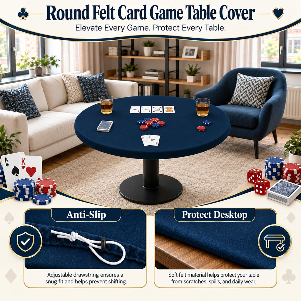 36 Inch Felt Card Game Tablecover Round Tablecloth,Blue
