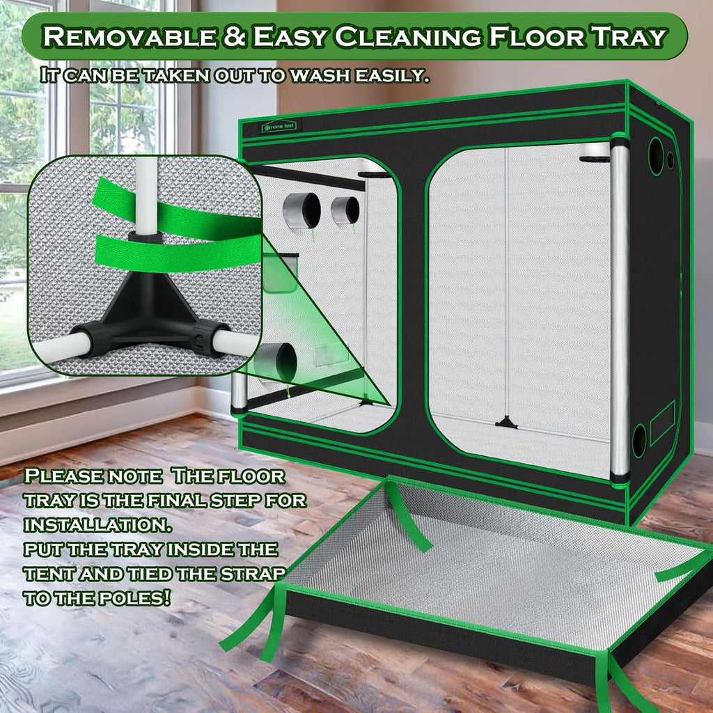 8x4 Grow Tent 96"x48"x78" 600D Mylar Hydroponic Indoor Grow Tent | Observation Window, Removable Floor Tray, 100%