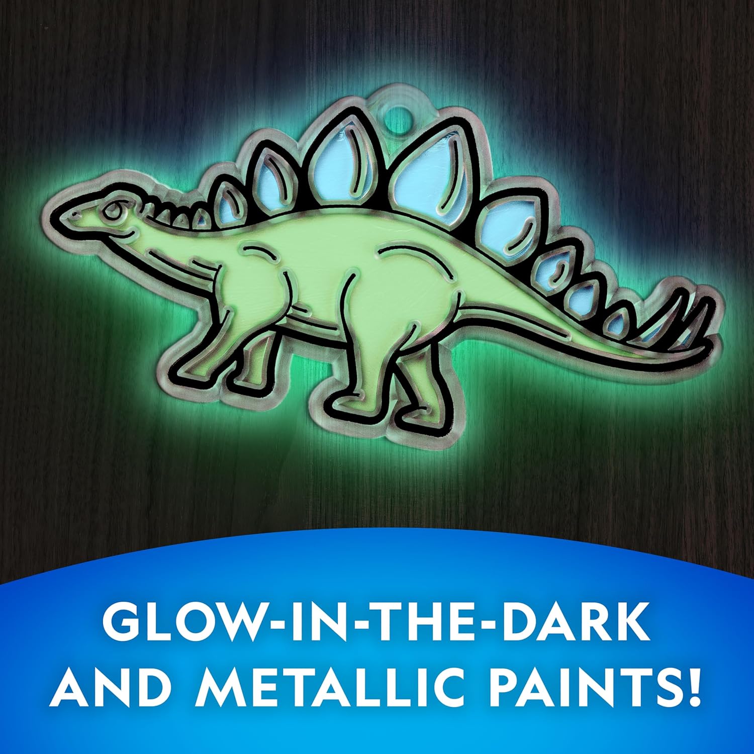 National Geographic Dinosaur Stained Glass Suncatcher Craft Kit for Kids | Glow-in-the-Dark Dinosaur Toy, Window Art