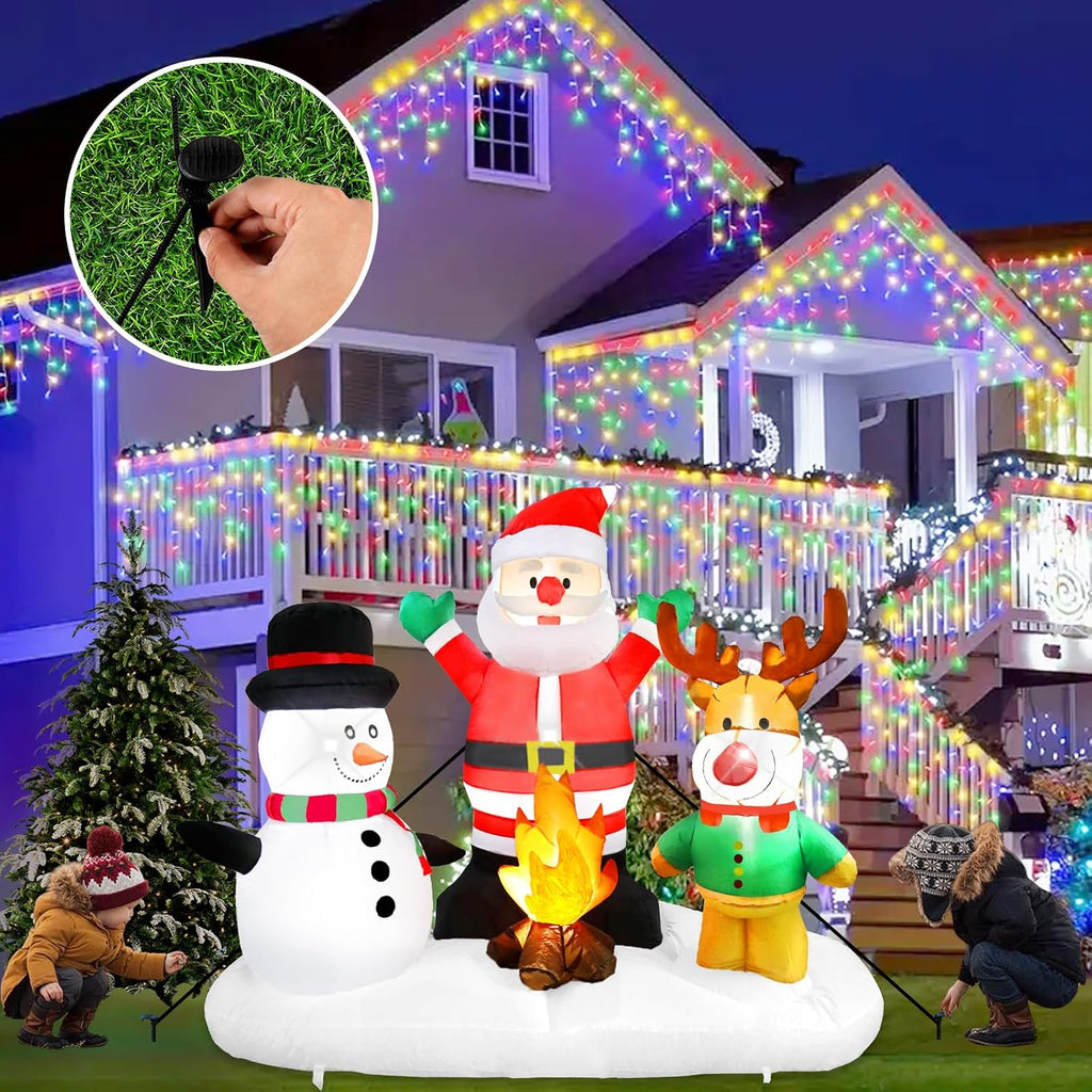 5Ft Christmas Inflatable Santa Claus Snowman Reindeer Campfire Inflatable Christmas Blows up Yard Decoration with