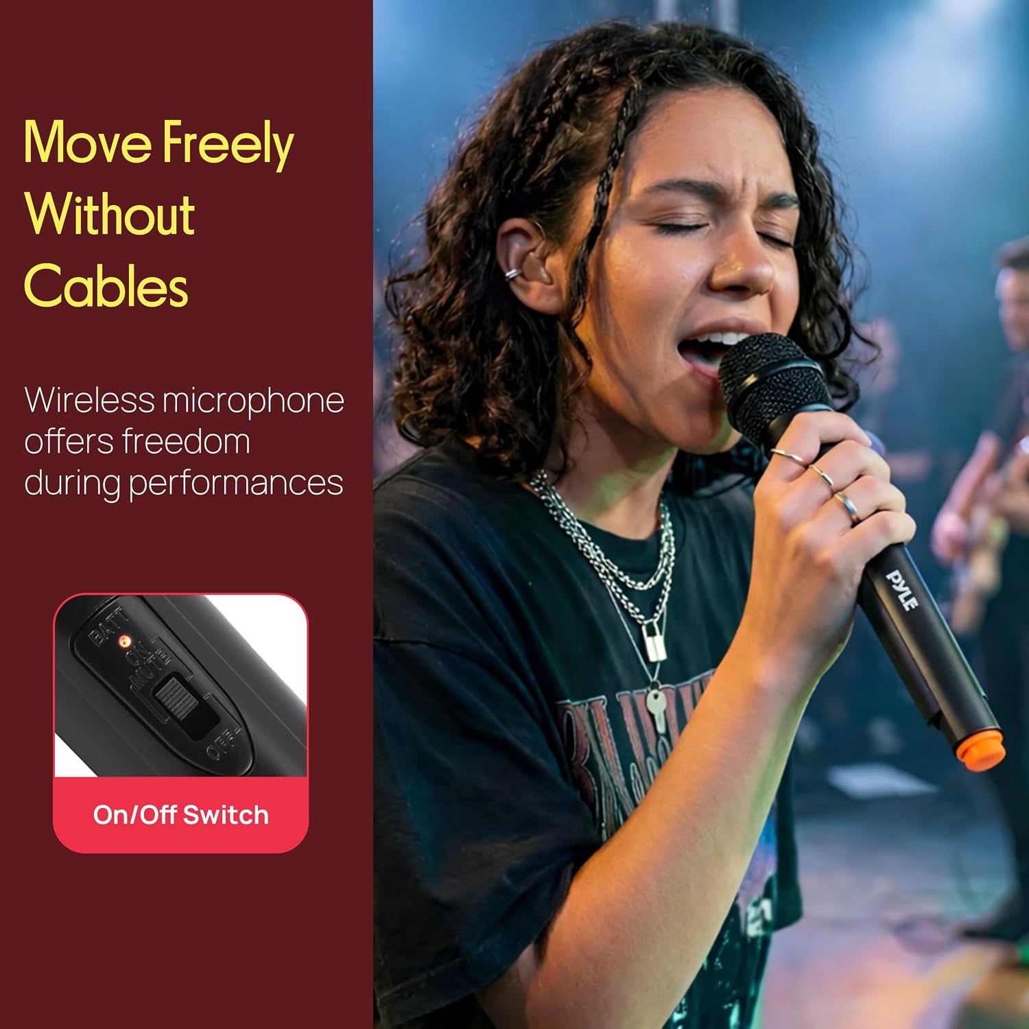 Portable VHF Wireless Microphone System - Professional Battery Operated Handheld Dynamic Unidirectional Cordless
