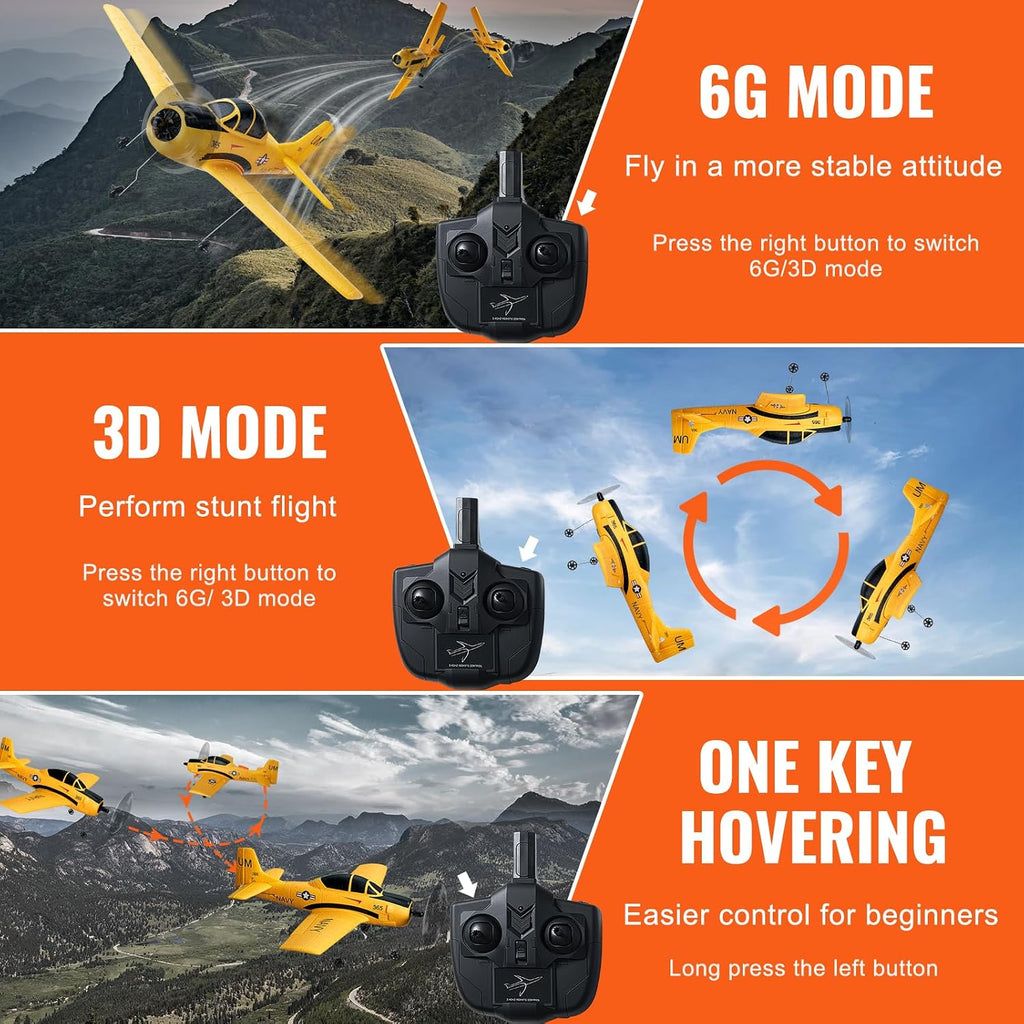 RC Plane, 2.4GHZ 4 Channel RC Airplane with 6-Axis Gyro Stabilizer&2 Batteries, Ready to Fly T28 Trainer Aircraft