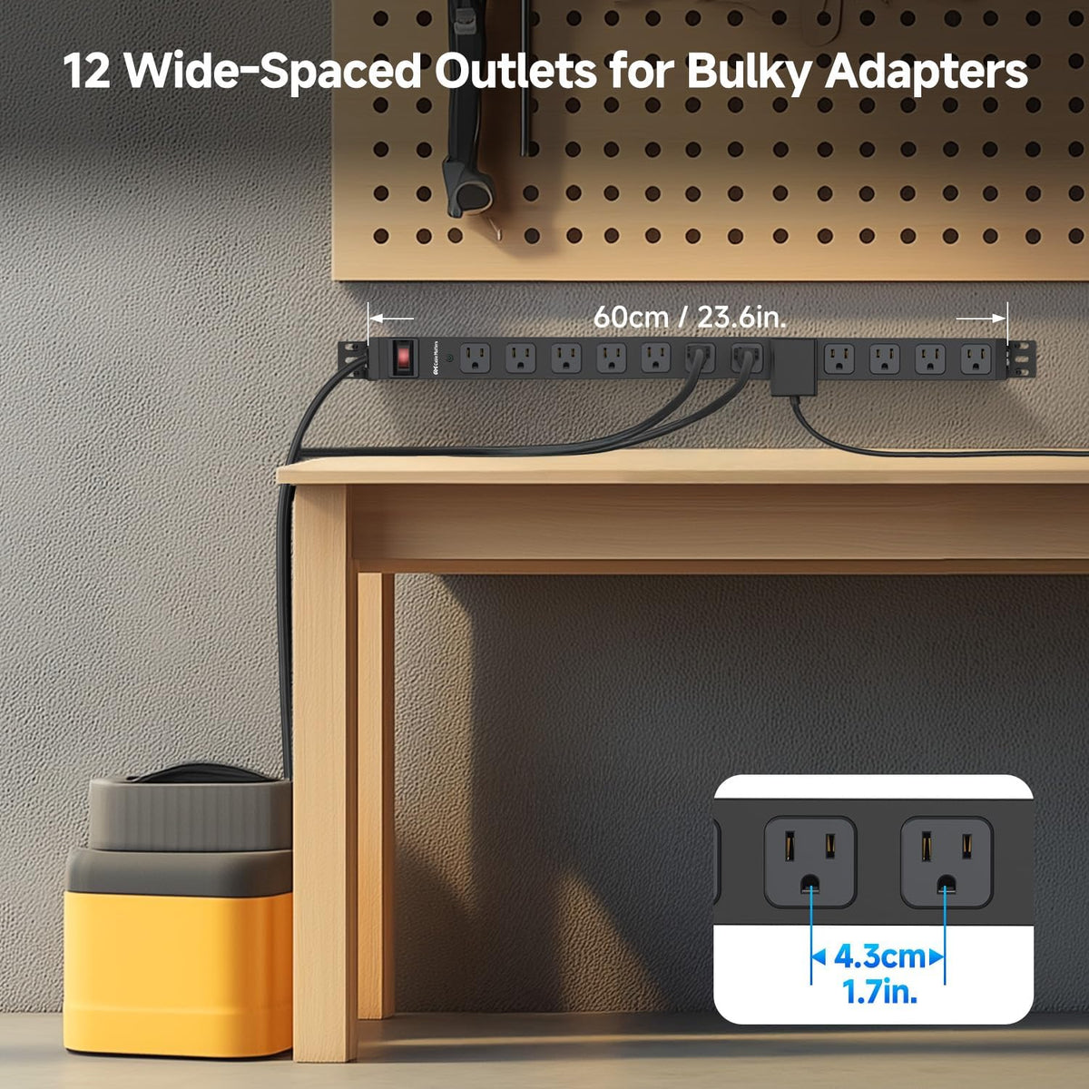 [ETL Certified] Cable Matters 12-Outlet Surge Protector Power Strip, 8ft | Wall-Mountable, Metal, 2100J, 15A Circuit