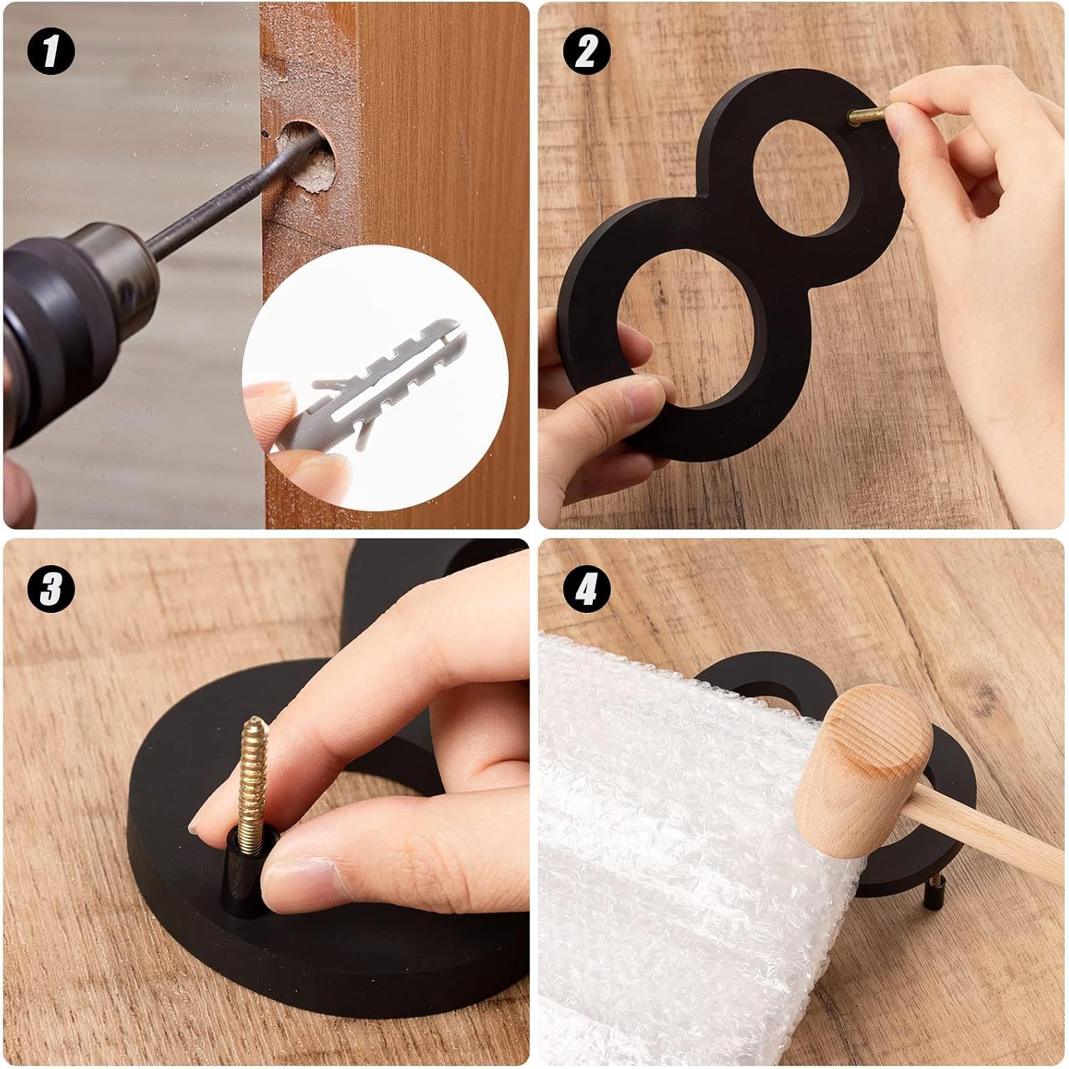 Floating Shadow House Number for Outside - Large 5 Inch Modern House Address Numbers with Nail Kit Black Acrylic