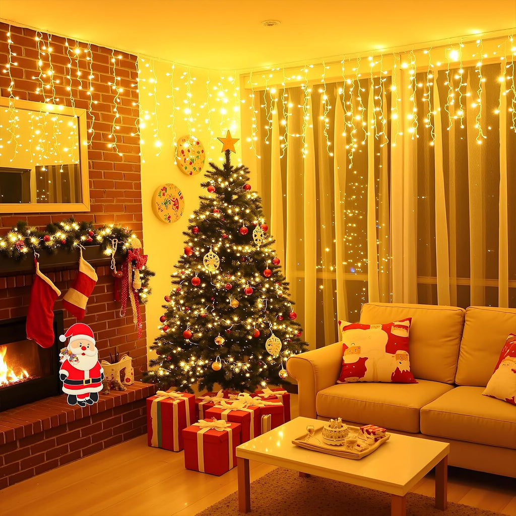Icicle Lights for Outside 66FT 640 LED Warm White Christmas Lights Outdoor | Conenectable Icicle Christmas Lights