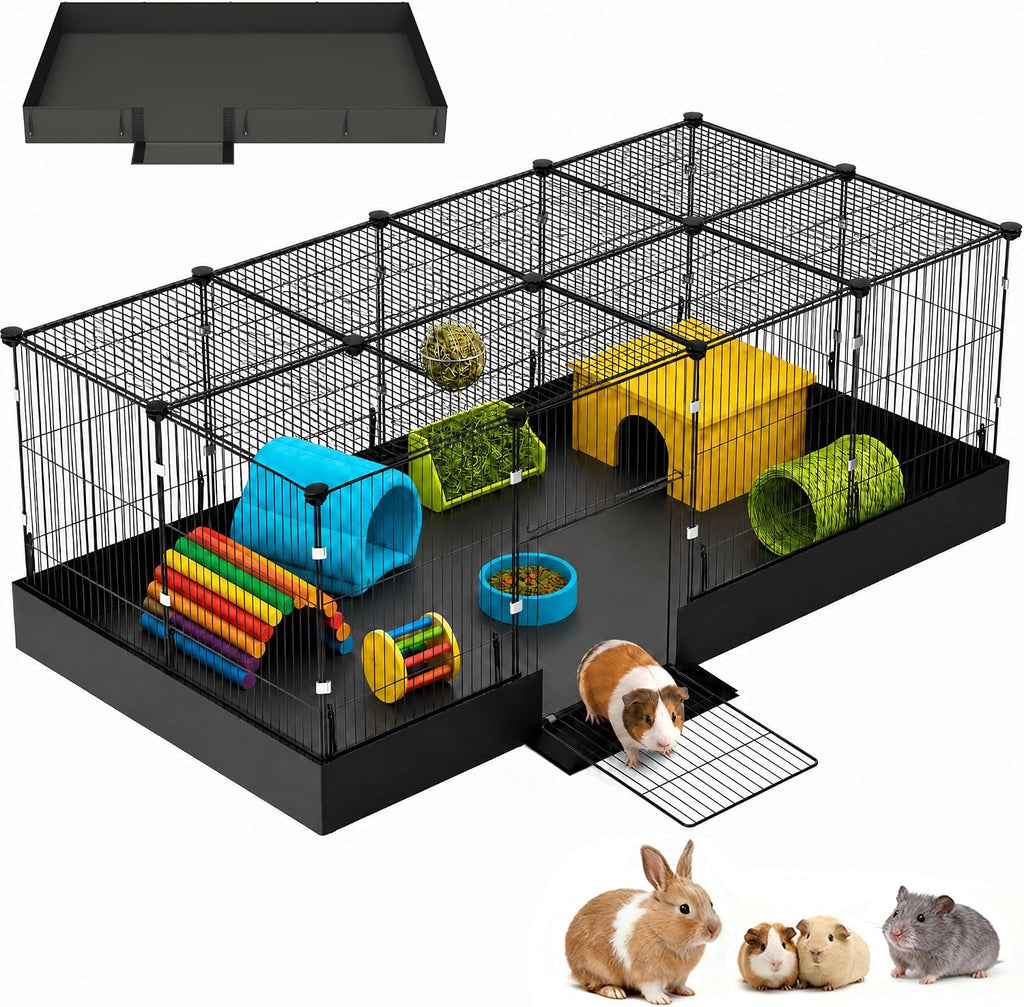 20 Planes Guinea Pig Cages Enclosed Hamster Cage with Door & Waterproof Liner, Expandable Cage for Guinea Pigs, Metal