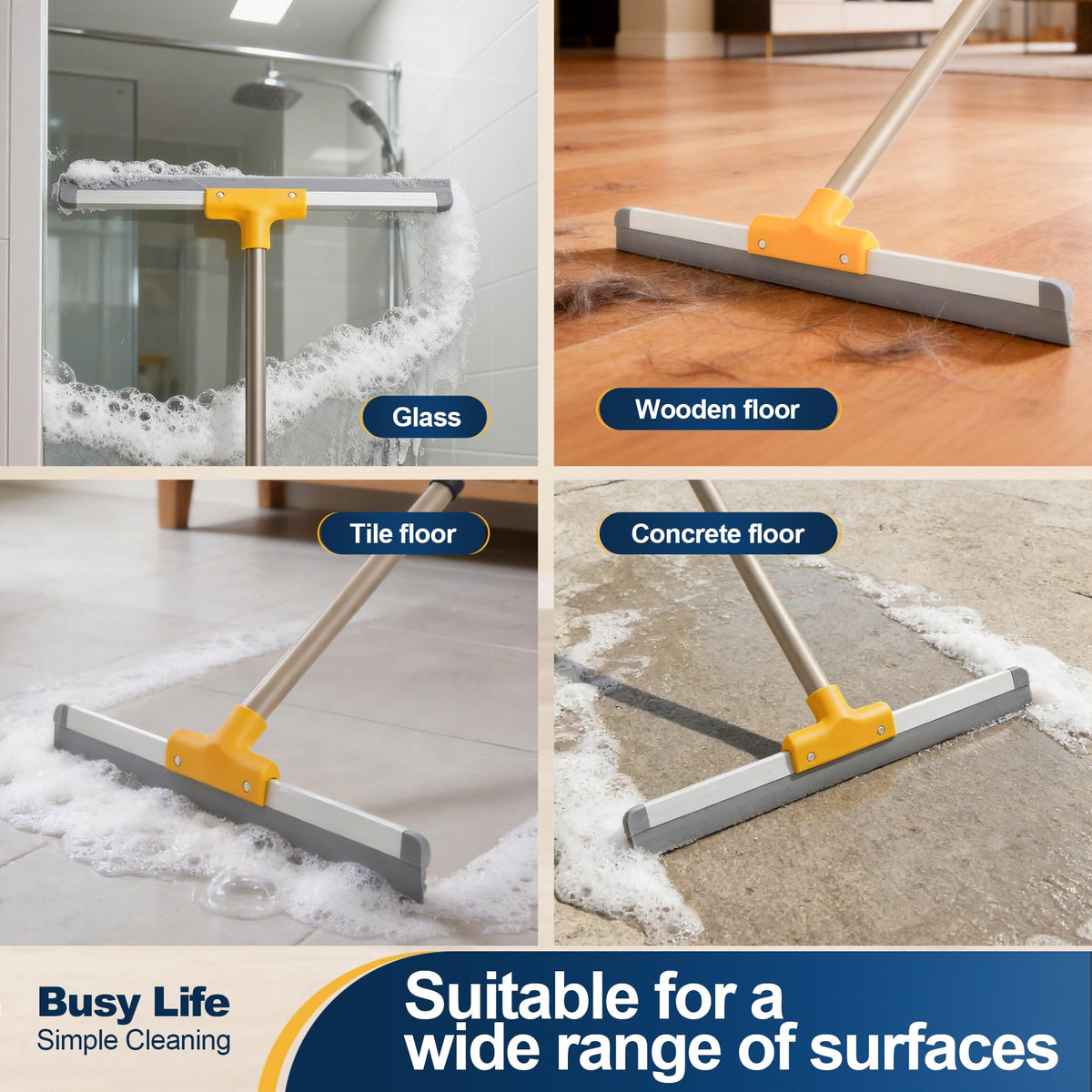 Rubber Floor Squeegee TPR Blade Scrubber Broom Shower Squeegee