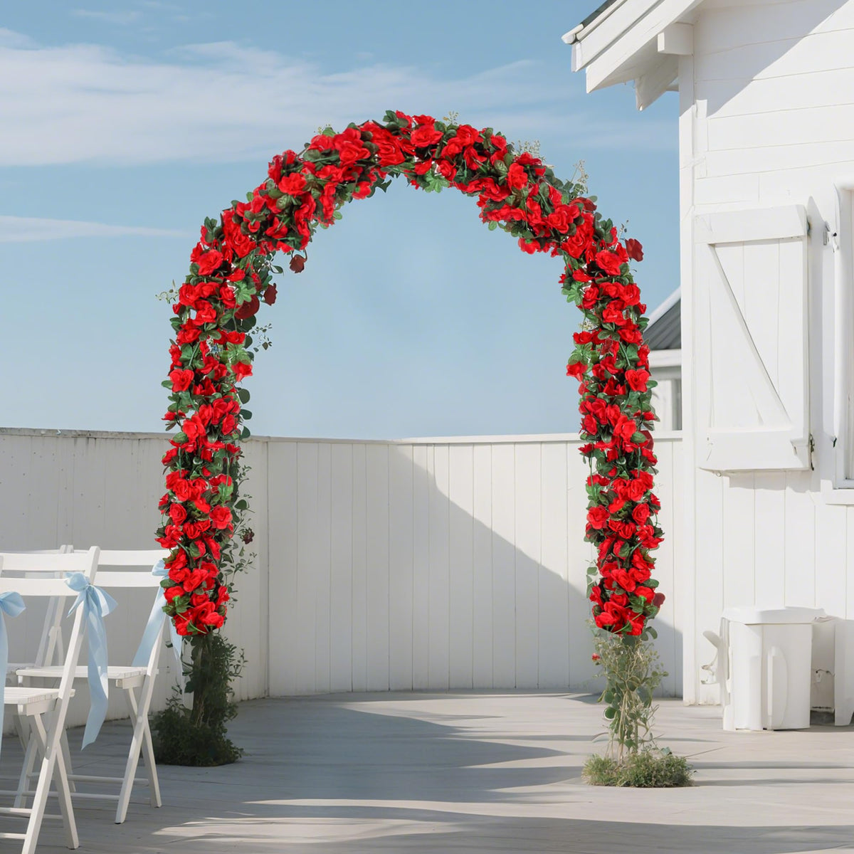 Artificial Red Rose Flower Garlands 10 PCS 82 FT for Backdrop