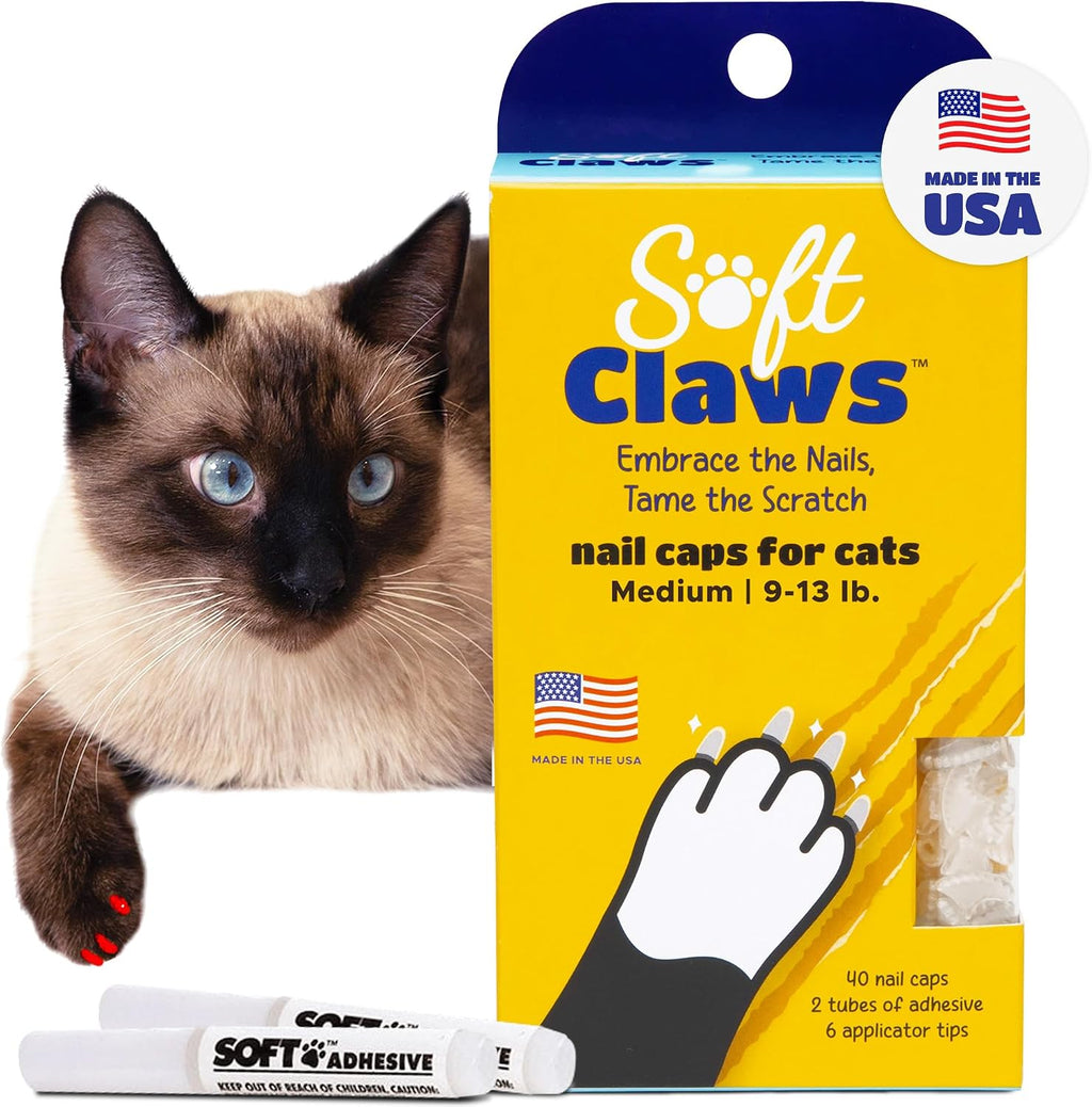 Nail Caps for Medium Cats, 40 Caps, Clear