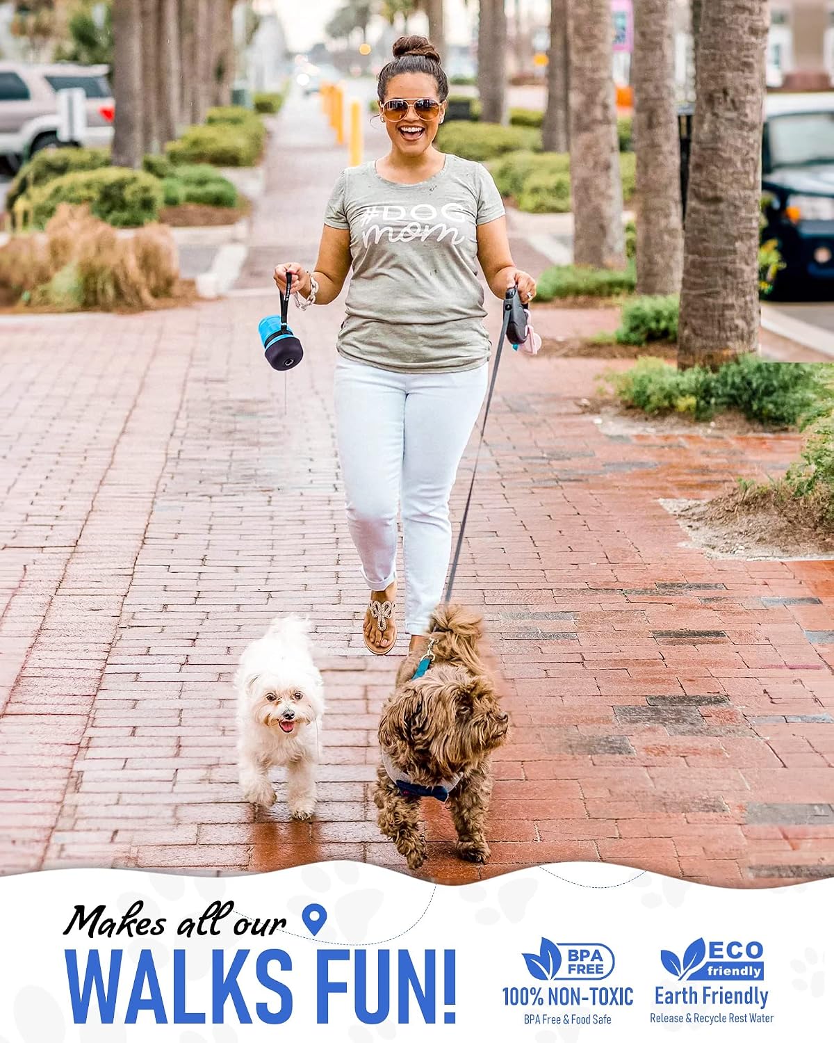 Dog Water Bottle, Portable Water Dispenser with Bowl, Leak Proof Pet Travel Squeeze Bottle, Puppy Essentials Dog
