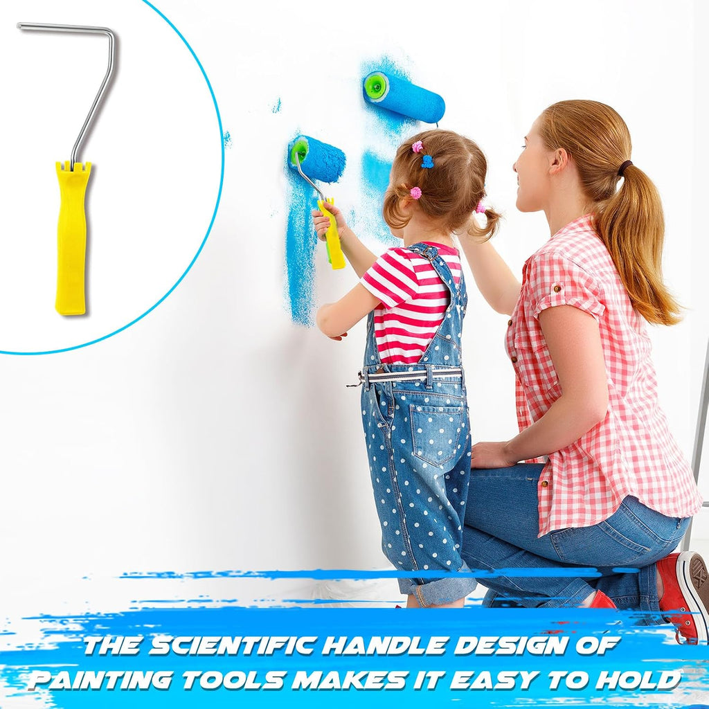 10 Pcs 4 Inch Mini Paint Roller Handle 12 Inch Frame Small Paint Roller Brush Painting Supplies for Wall House