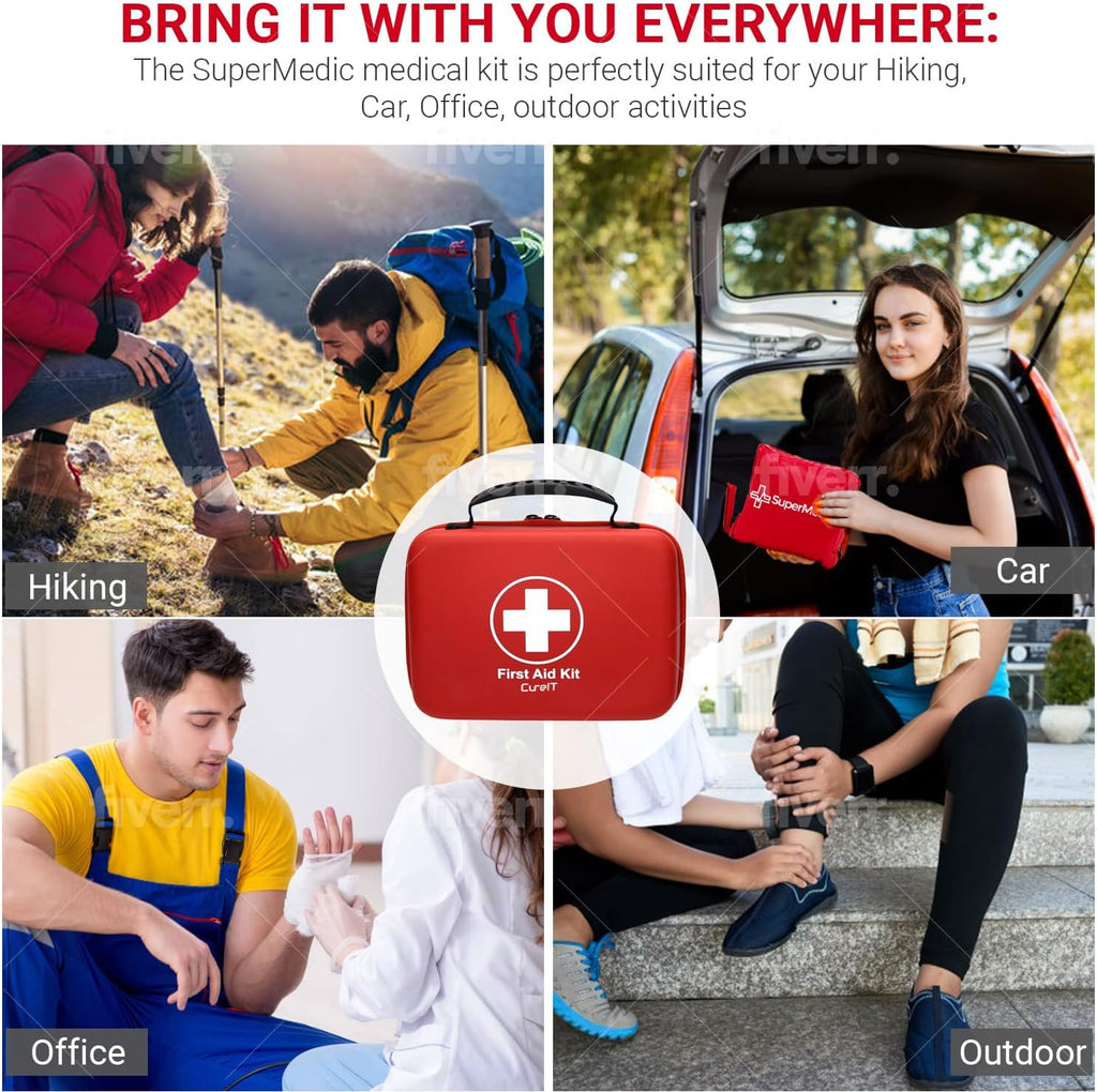 First Aid Kit 230 piece, Waterproof, All Purpose Use Outdoor, Indoor, Car, Hiking, Office, Kitchen