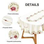 Jacquard Floral Embroidered Oval Tablecloth 60 x 84 inch