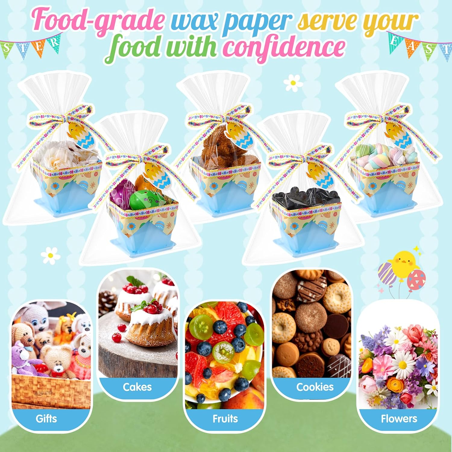 36 Set DIY Mini Easter Basket Stuffers Gift Baskets Empty Bulk Small Plastic Treat Boxes 4 Inch for Candy Snack