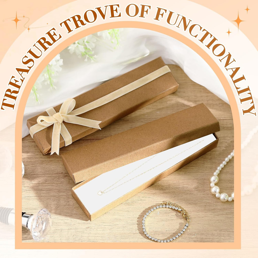 100 Pack Kraft Jewelry Boxes 8x2x1 Necklace Bracelet Gift Boxes