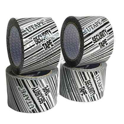 Security Tamper Proof Tape 3 Inch x 90 Yards x 4 Rolls, Stop Sign Sealing Tape Pre Printed, Security Shipping Sealing