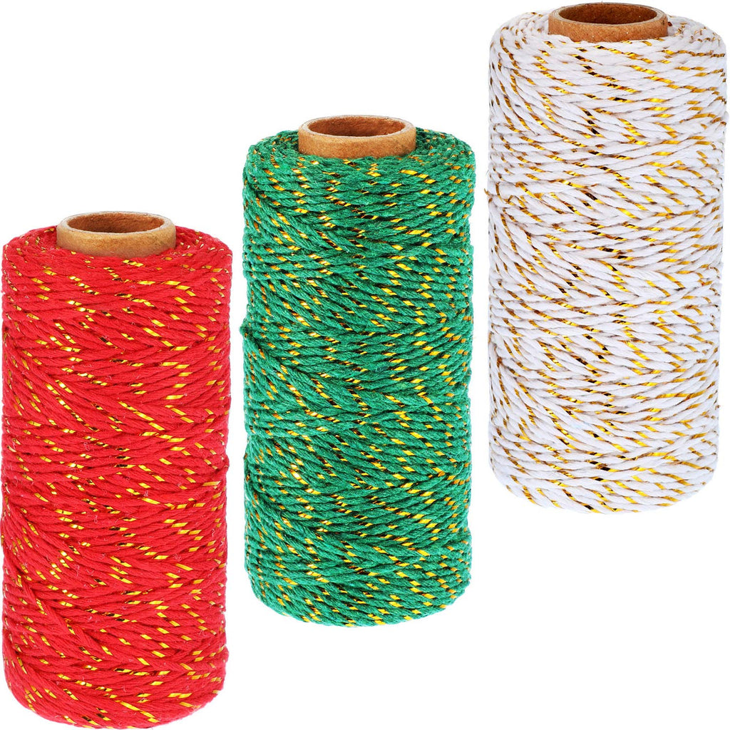984 Feet Christmas Twine String for Crafts Bakers Cotton Twine Decorative Jute Metallic Gift Wrapping Rope Cord for