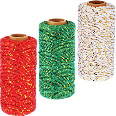 984 Feet Christmas Twine String for Crafts Bakers Cotton Twine Decorative Jute Metallic Gift Wrapping Rope Cord for