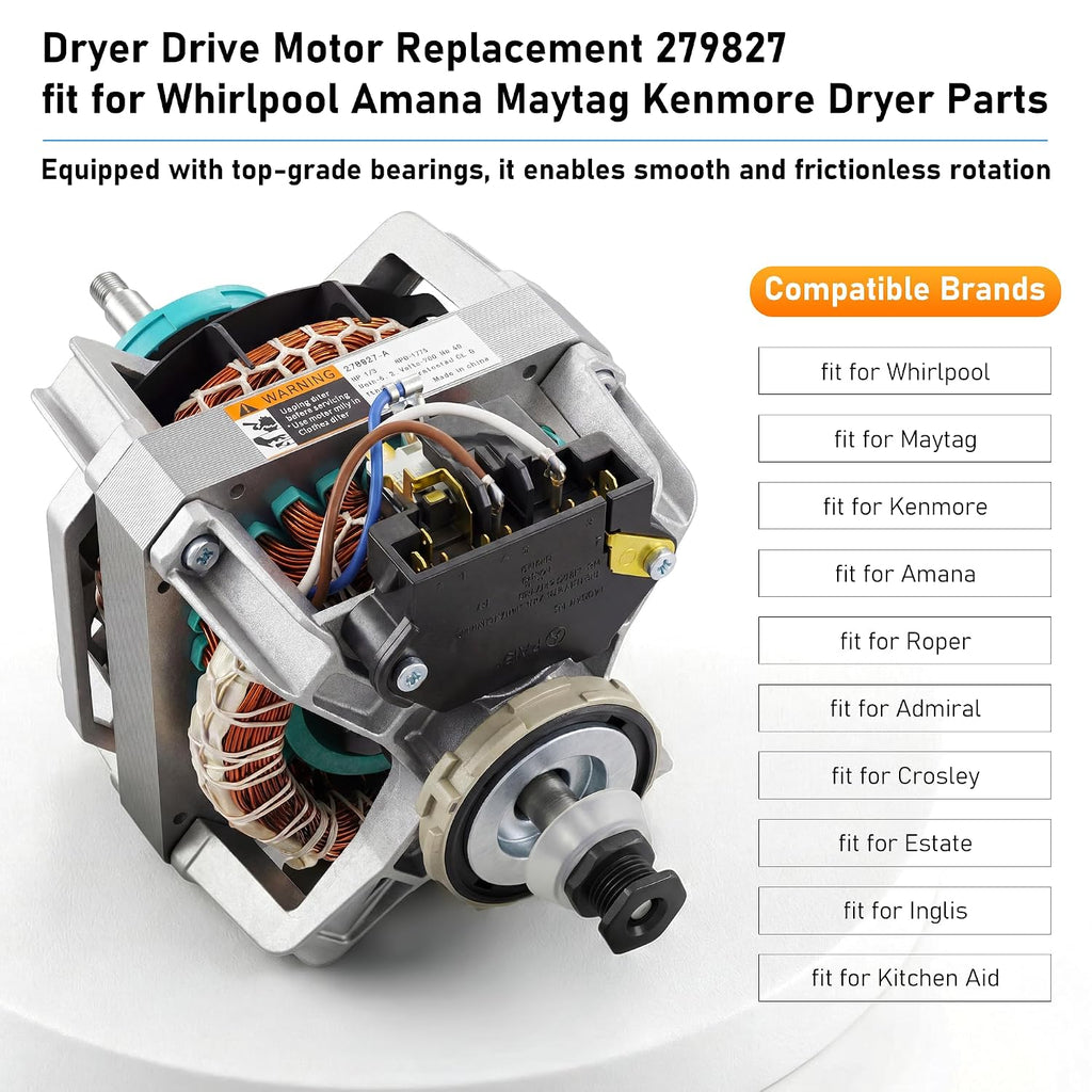 Upgraded 279827 S58TVNBG-7091 Dryer Drive Motor fit for Whirlpool Maytag